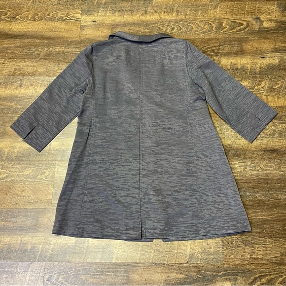 Eileen Fisher Blazer Womens Medium Gray Metallic Open Front Long 3/4 Sleeve - Picture 11 of 13